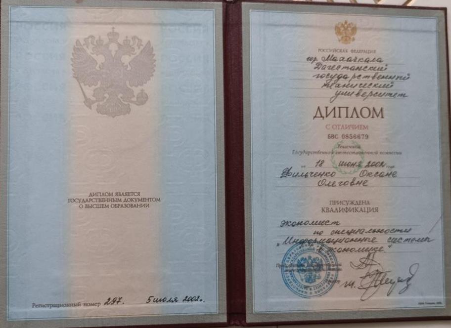 Диплом о высшем образовании 