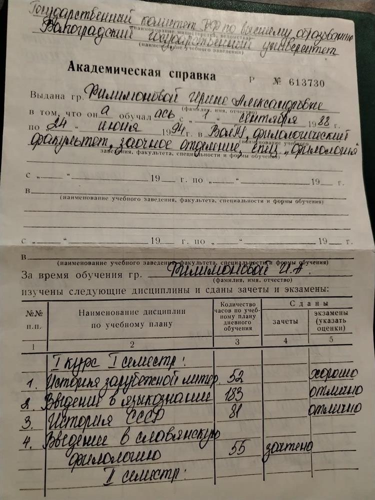 Академическая спрака ВолГУ