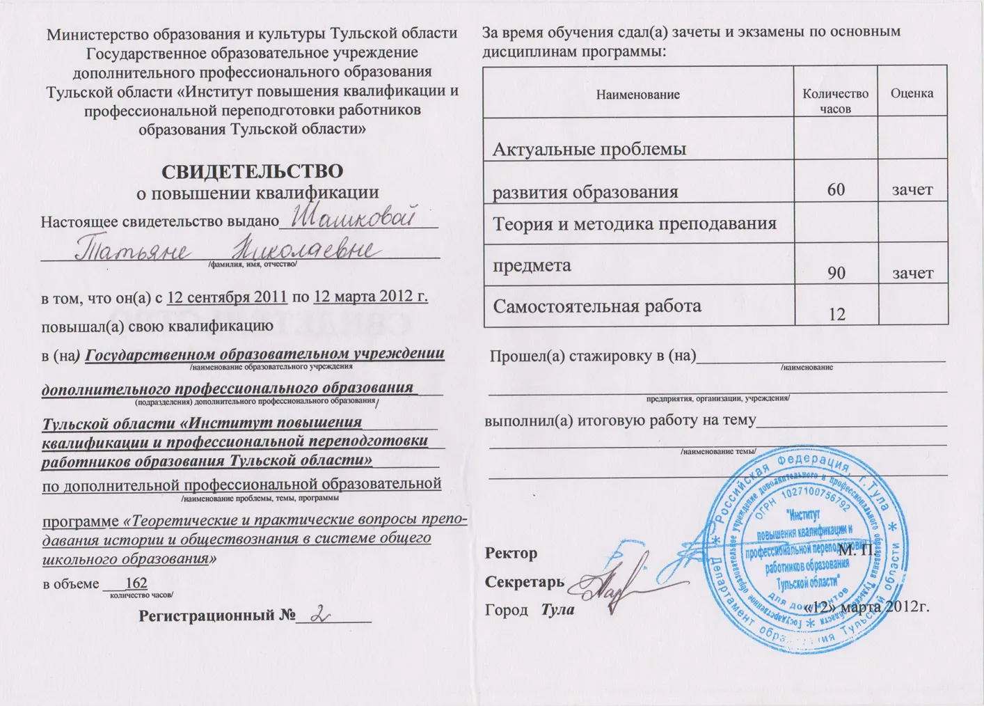 Свидетельство