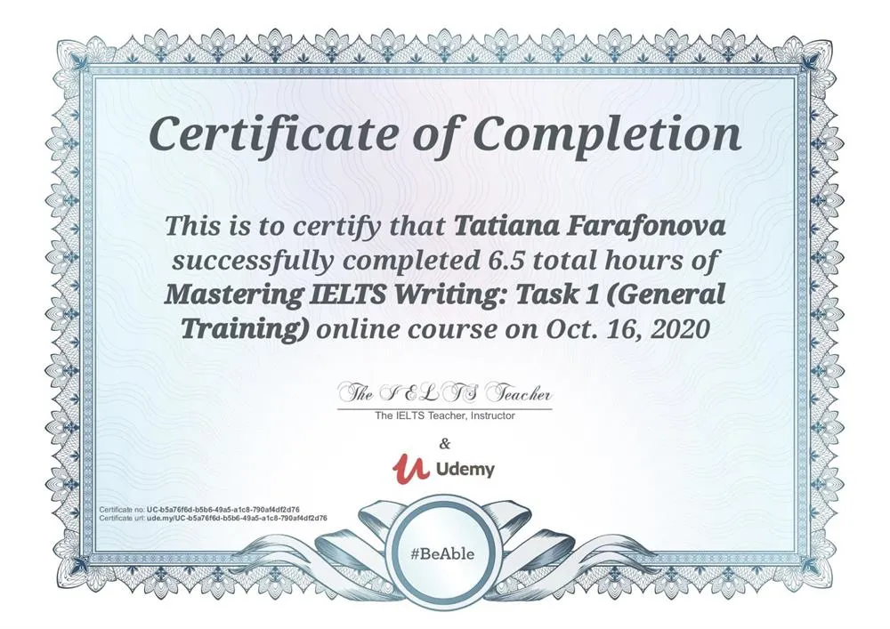 IELTS Writing Task 1 (General) Band 7+