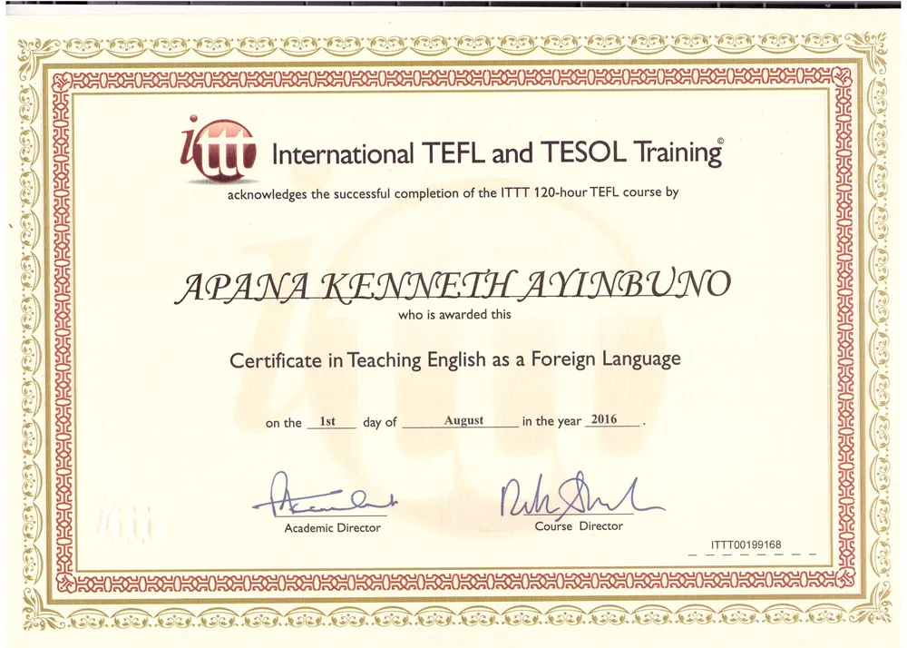 Certificate TEFL