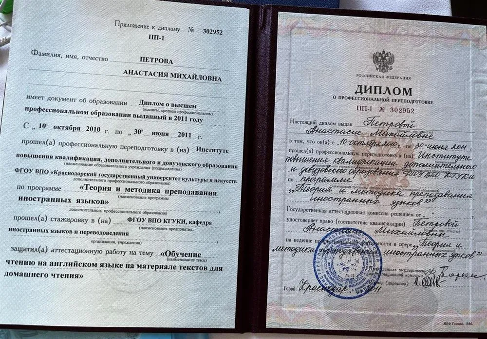 Диплом преподавателя