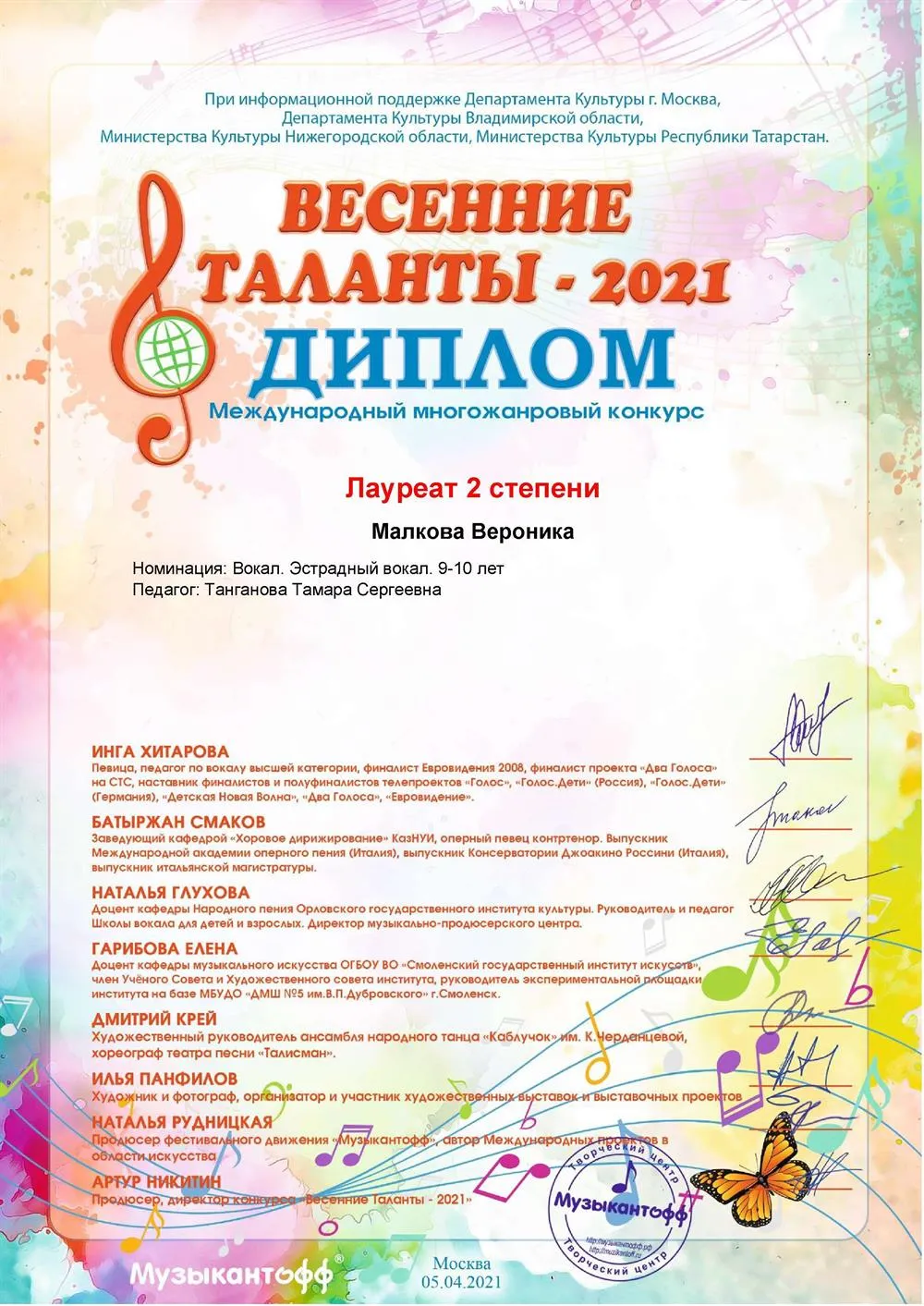 Диплом лауреата 2 степени