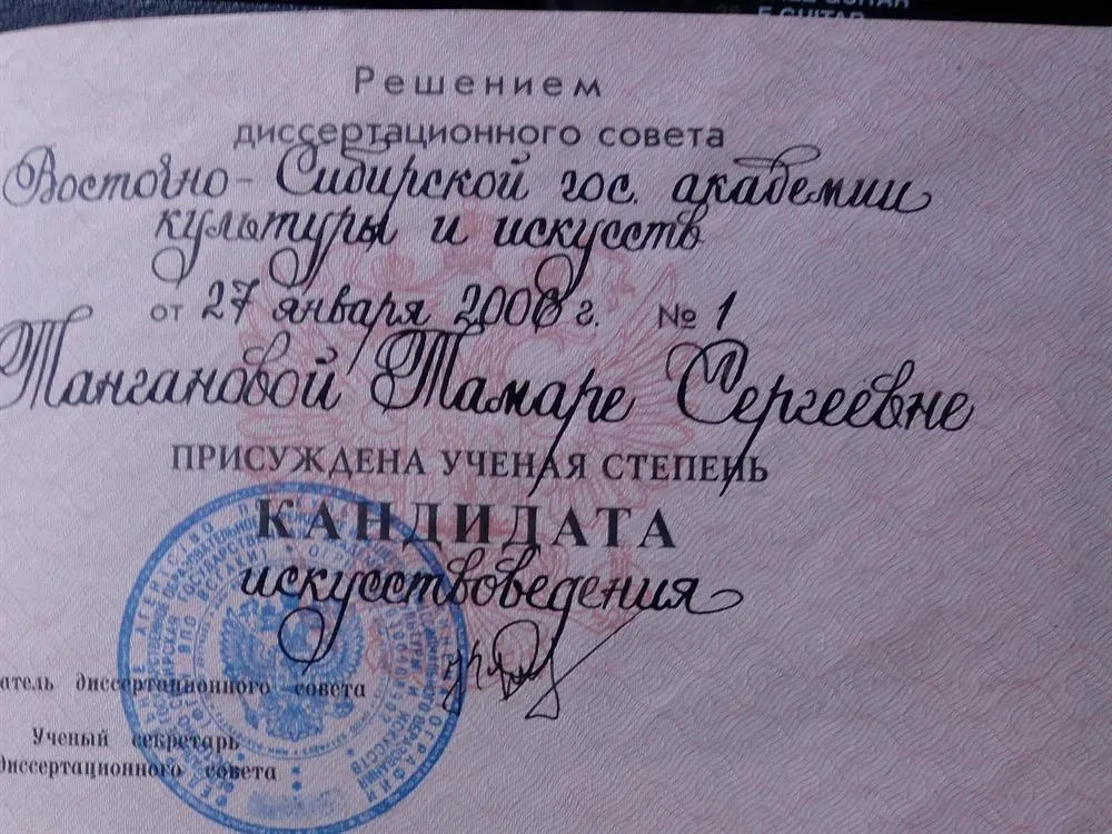 Диплом кандидата искусствоведения
