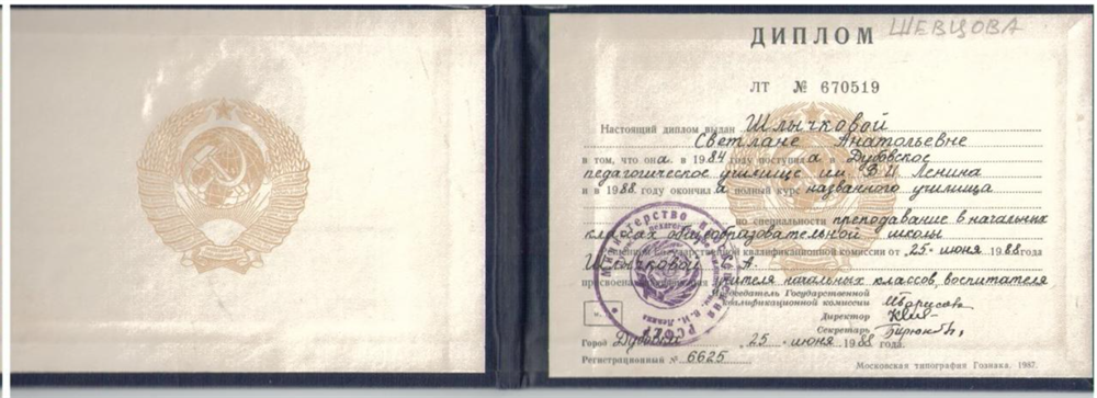 Диплом об образовании