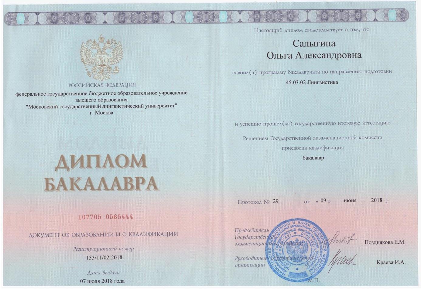 Диплом бакалавриат