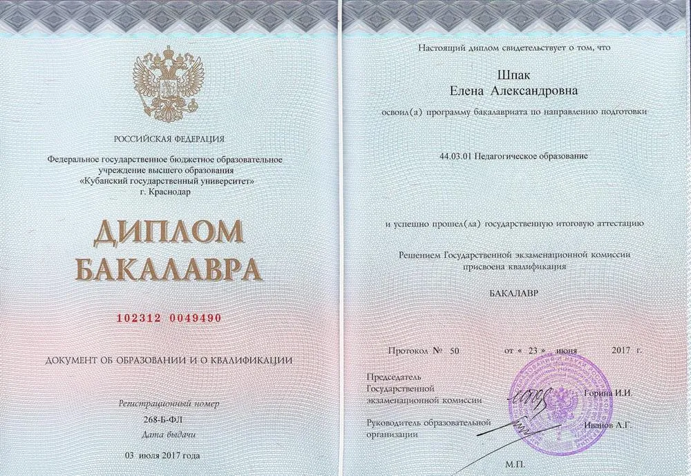 Диплом бакалавра