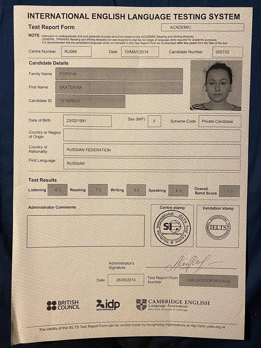 Сертификат IELTS
