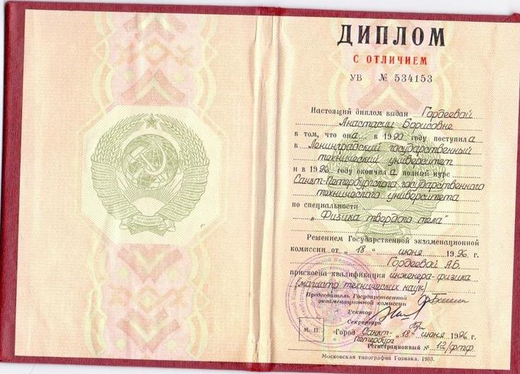 Диплом о высшем образовании (Санкт-Петербургский Политехнический Университет им. Петра Великого)