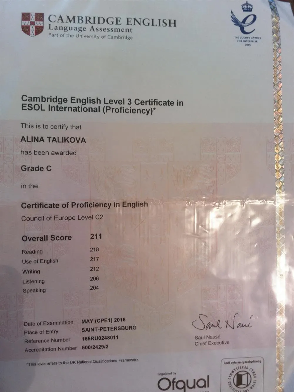 Cambridge Certificate of Proficiency in English