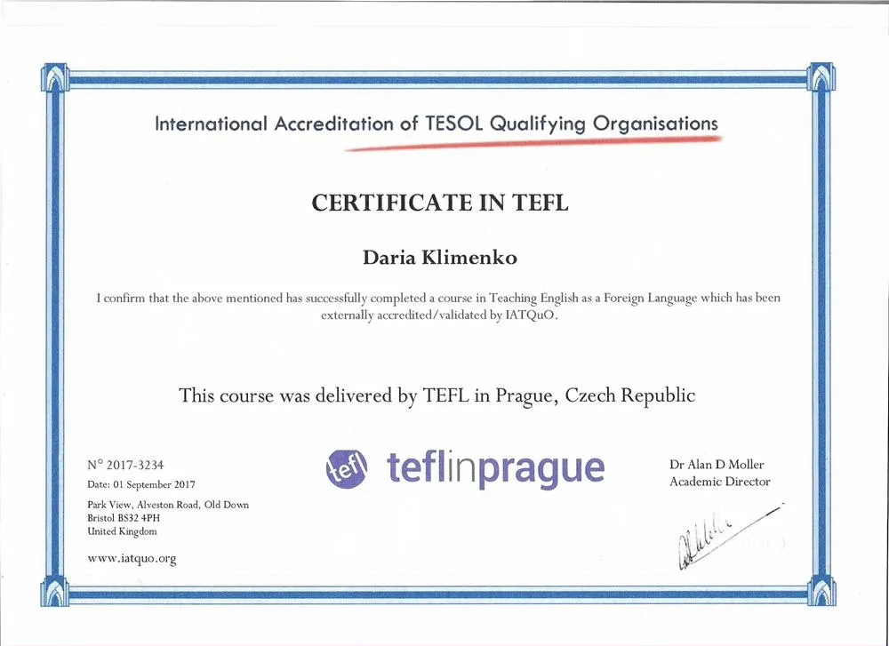TEFL certificate 