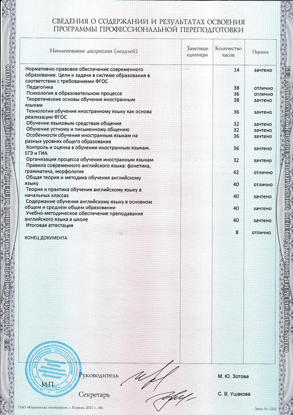 Приложение к диплому