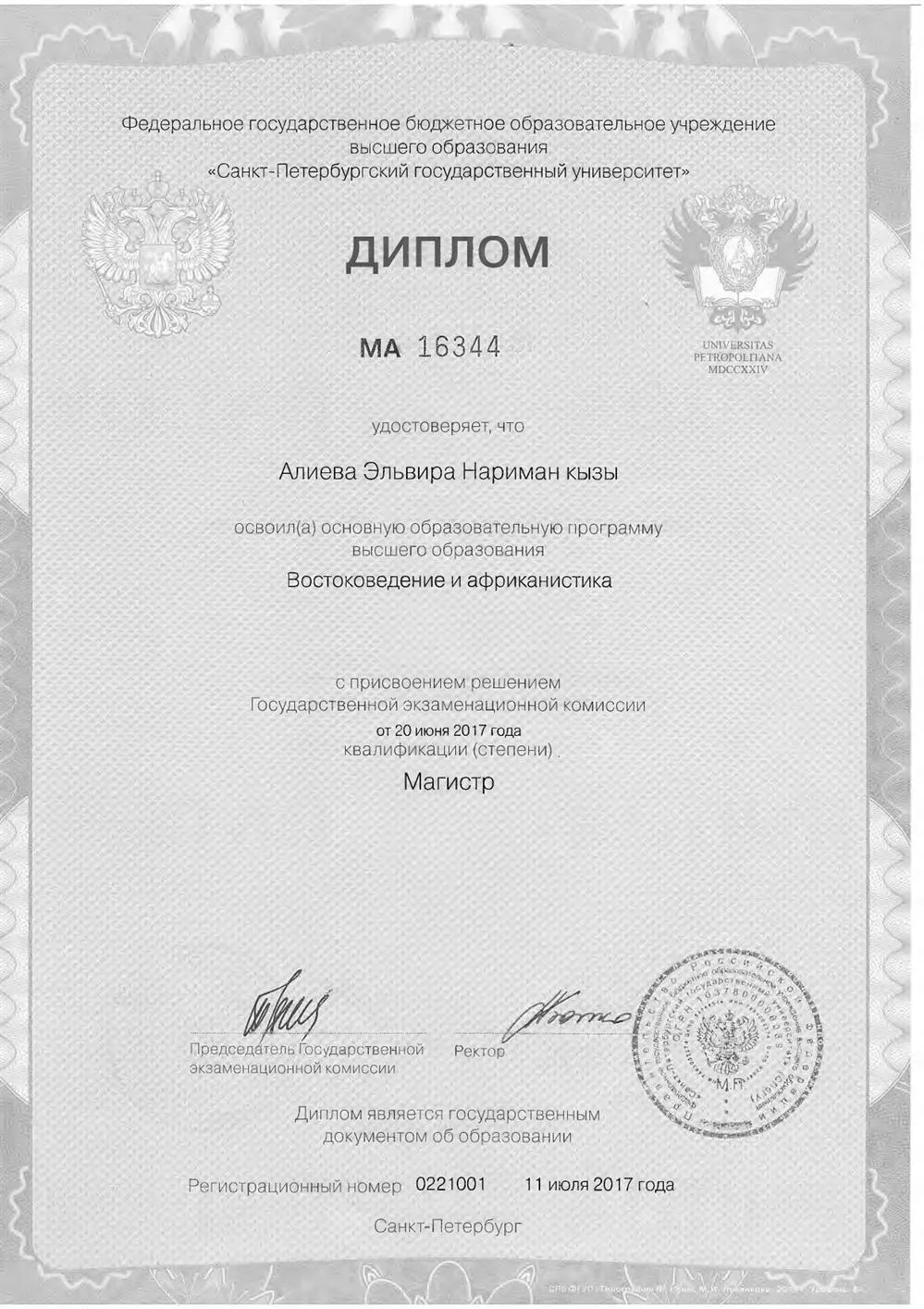 Диплом магистра