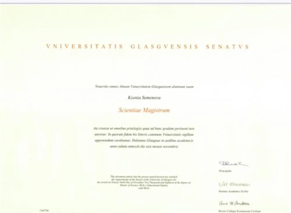 University of Glasgow, MSc Degree 