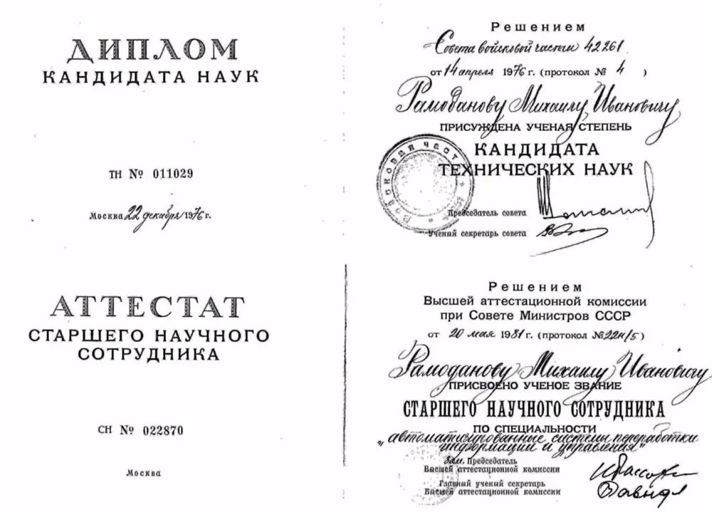 Диплом кандидата технических наук