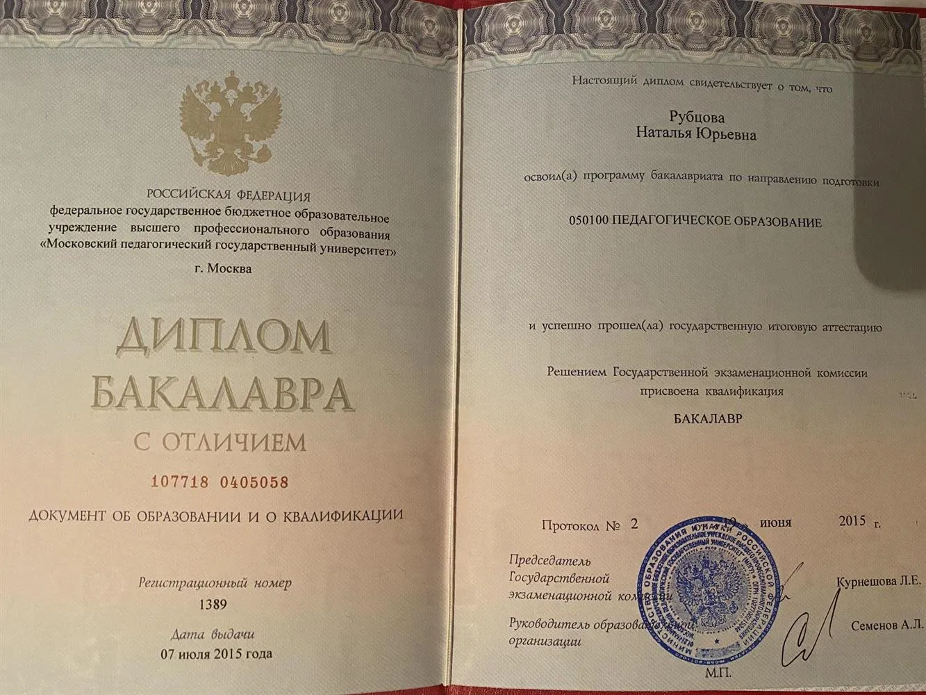 Диплом бакалавра 