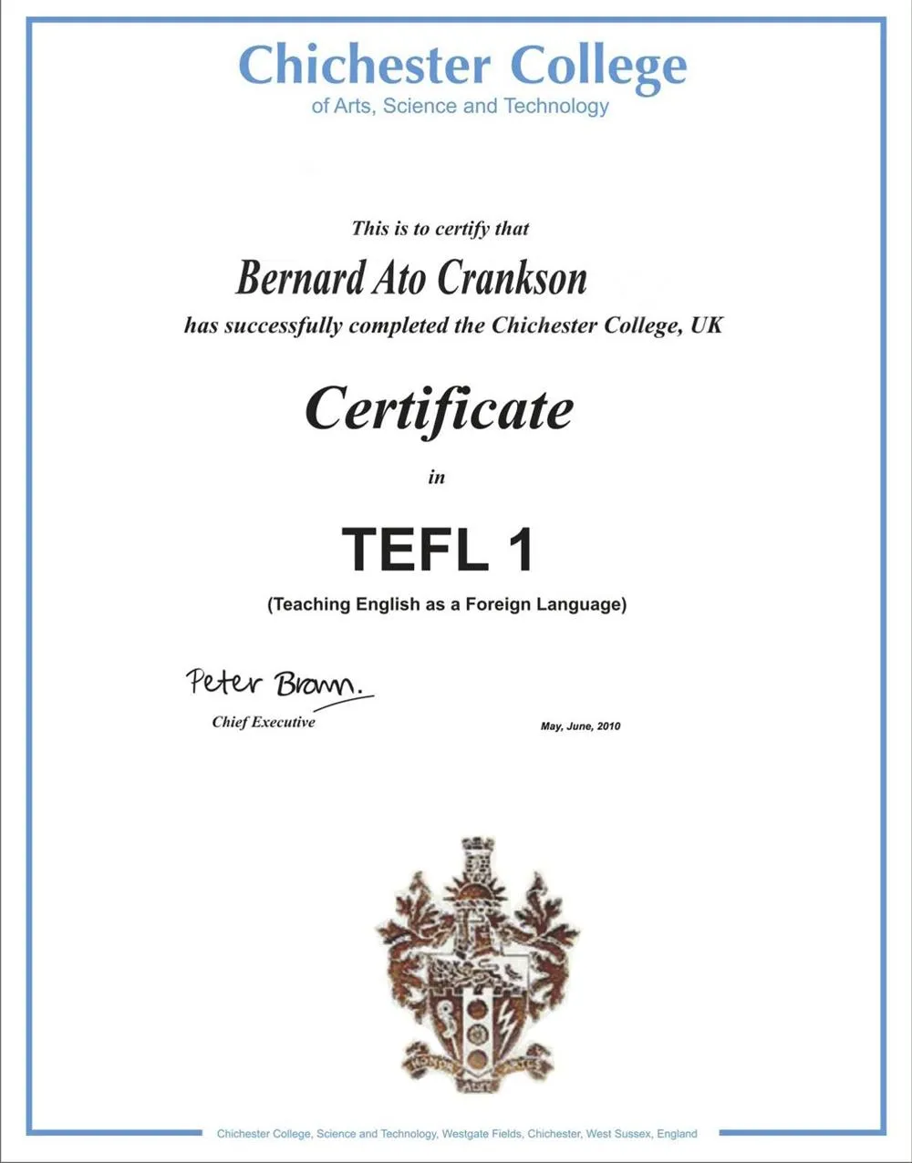 Сертификат TEFL 1