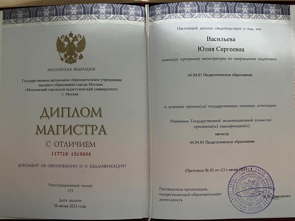 Диплом с отличием магистратура