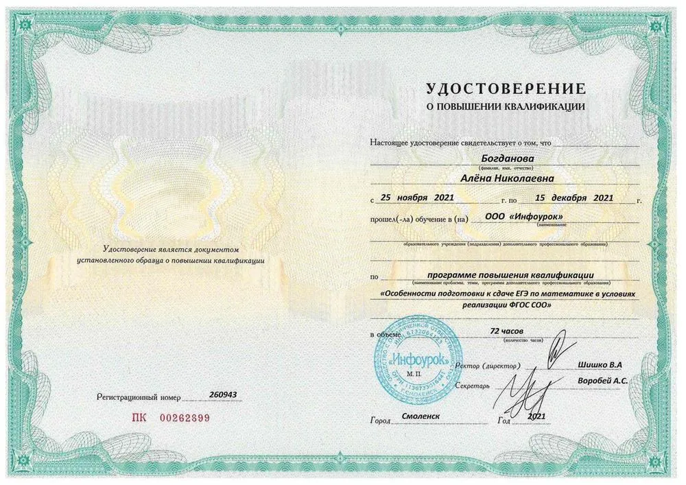 Удостоверение о повышении квалификации