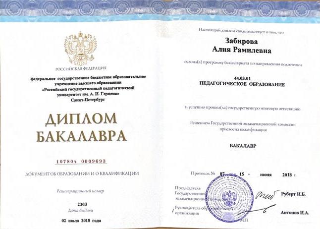 Диплом бакалавра 