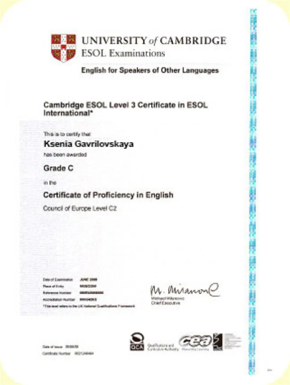 University of Cambridge CPE