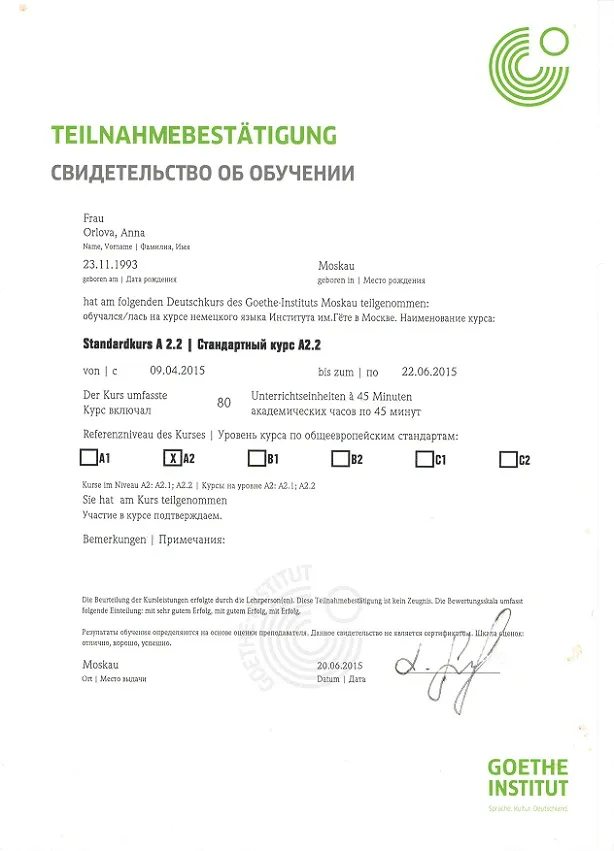 Goethe A2.2