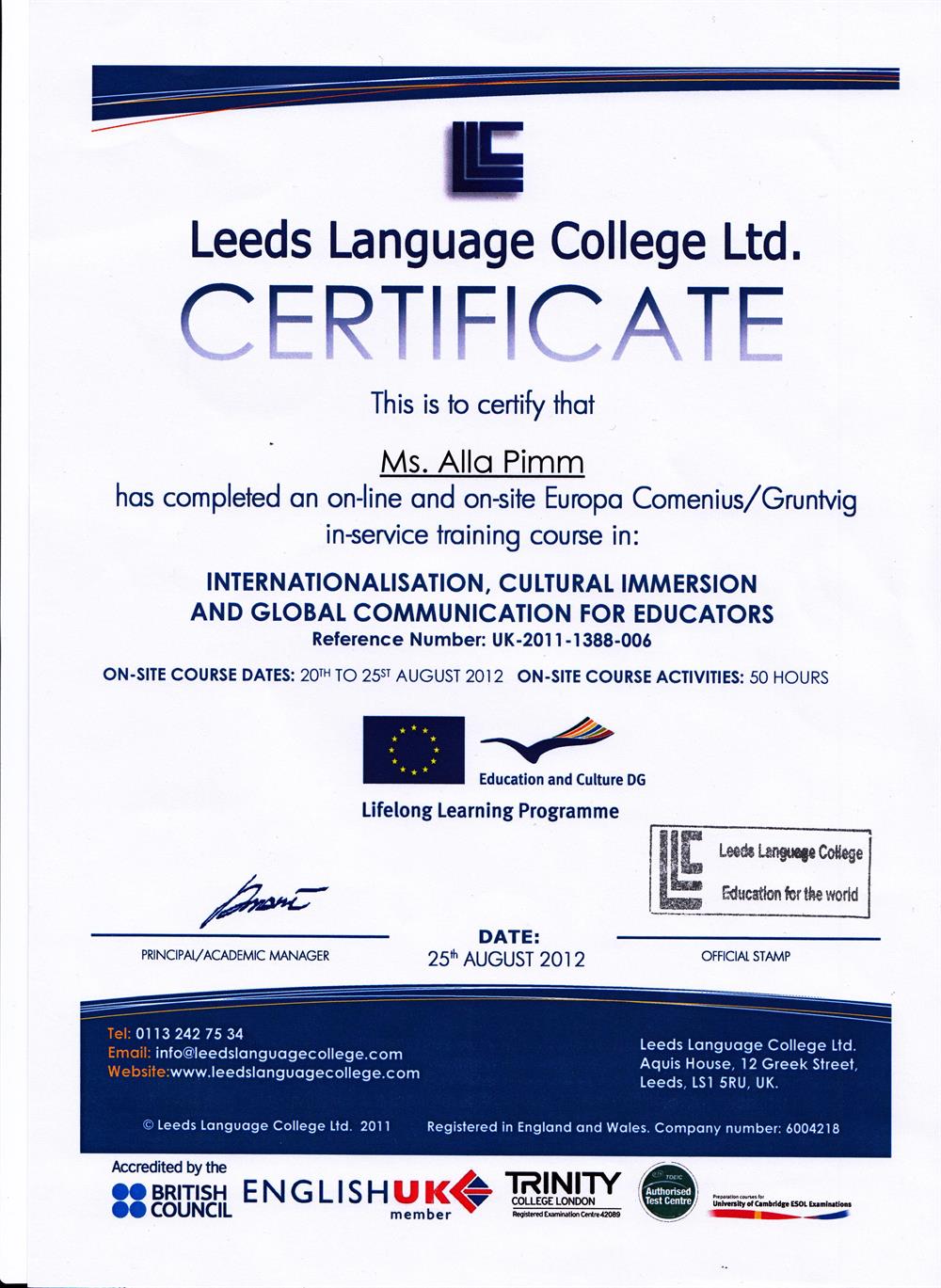 Leeds Language College Certificate