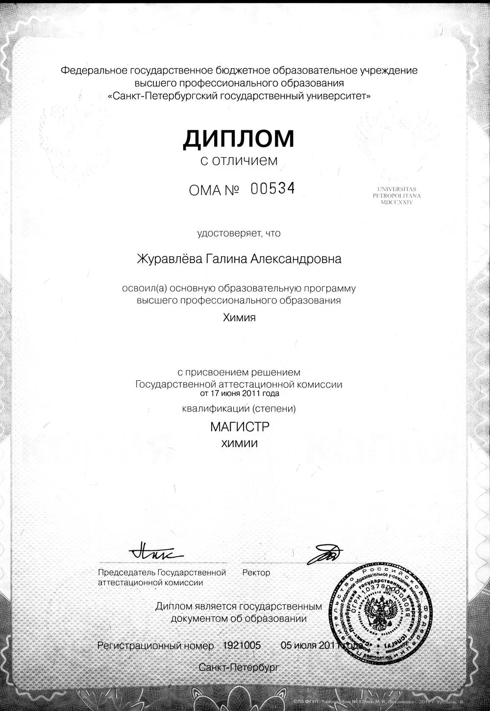 Диплом магистра