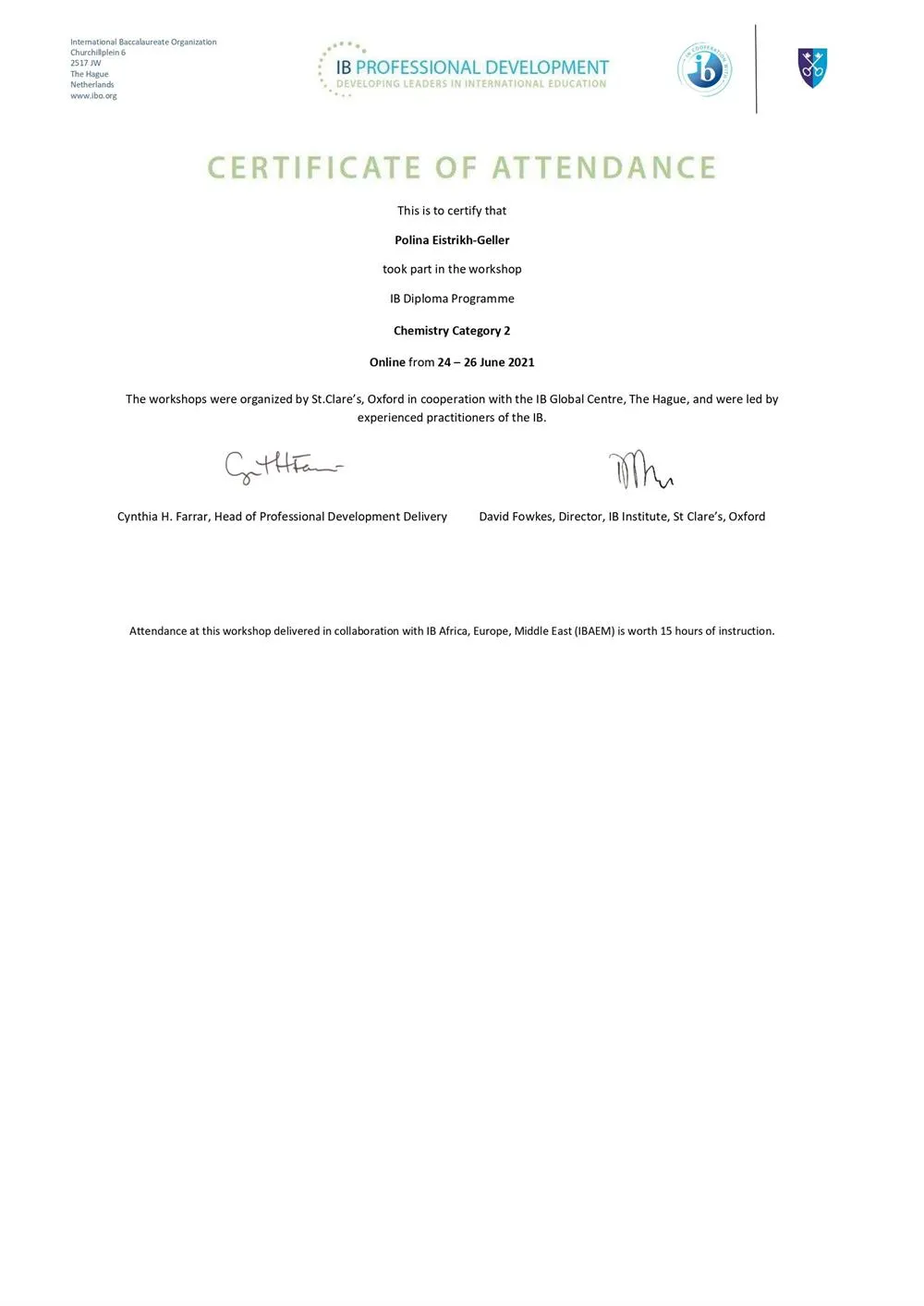 Diploma Program cat 2