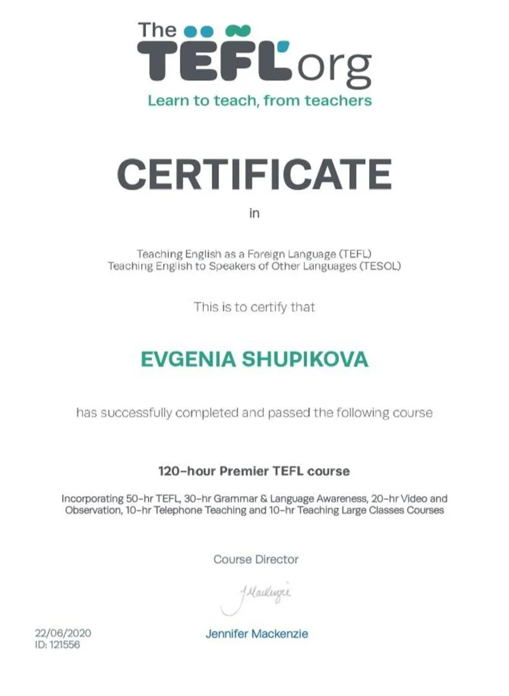 Certificate TEFL/TESOL