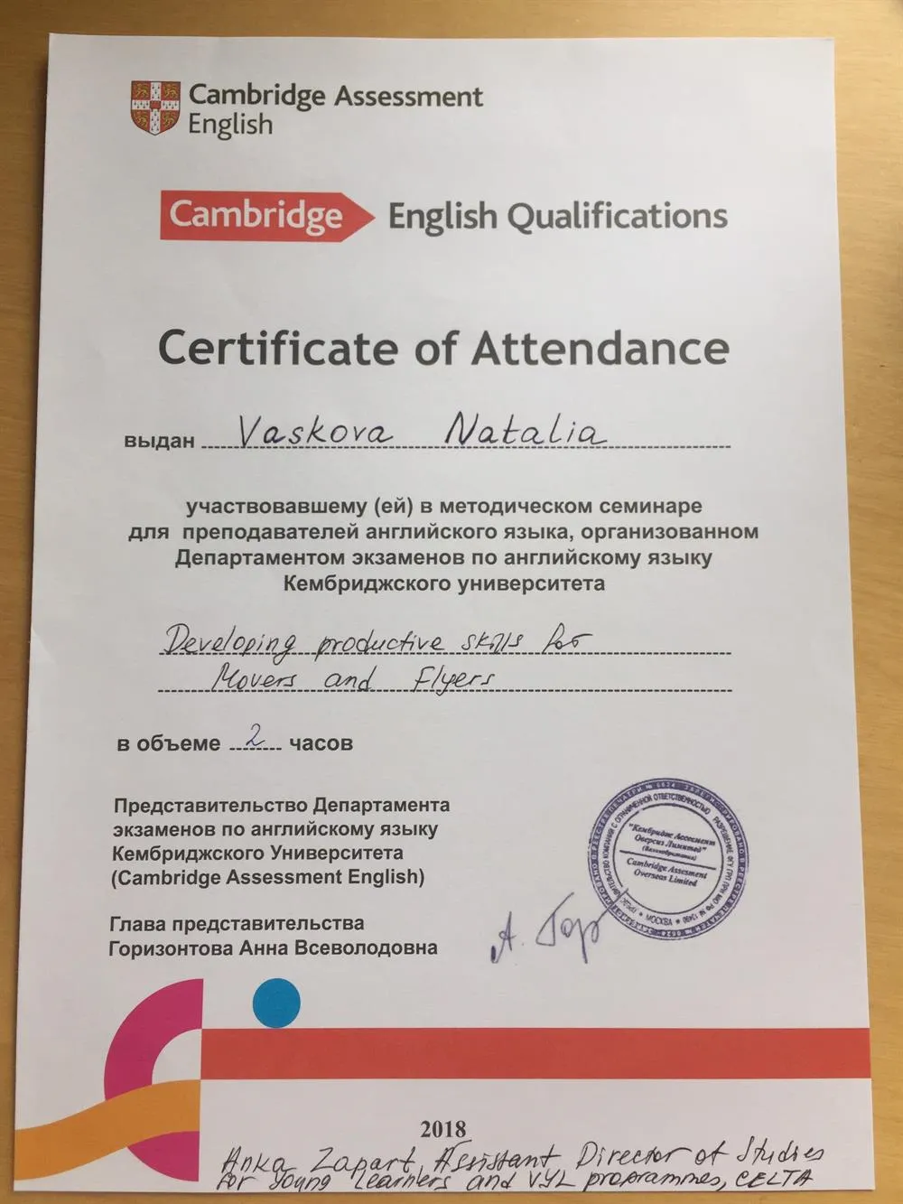 Сертификат Cambridge Assessment English