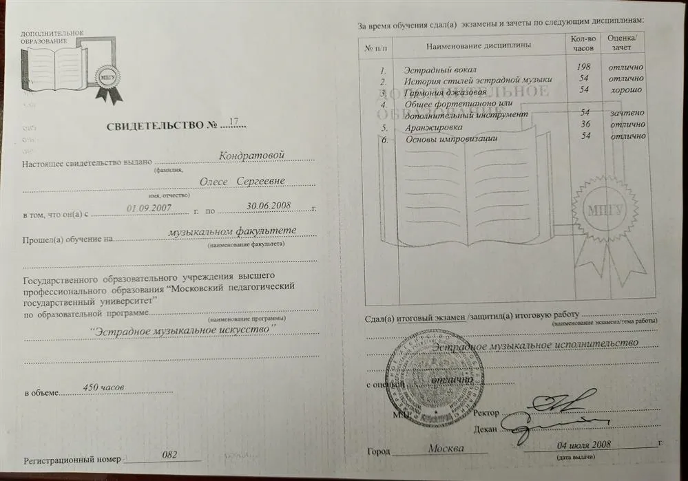 Доп.свидетельство к диплому