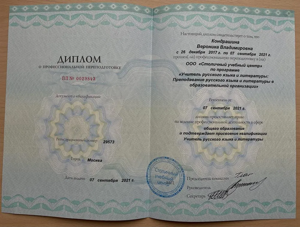Курс профессиональной переподготовки «Учитель русского языка и литературы: Преподавание русского языка и литературы в образовательной организации»