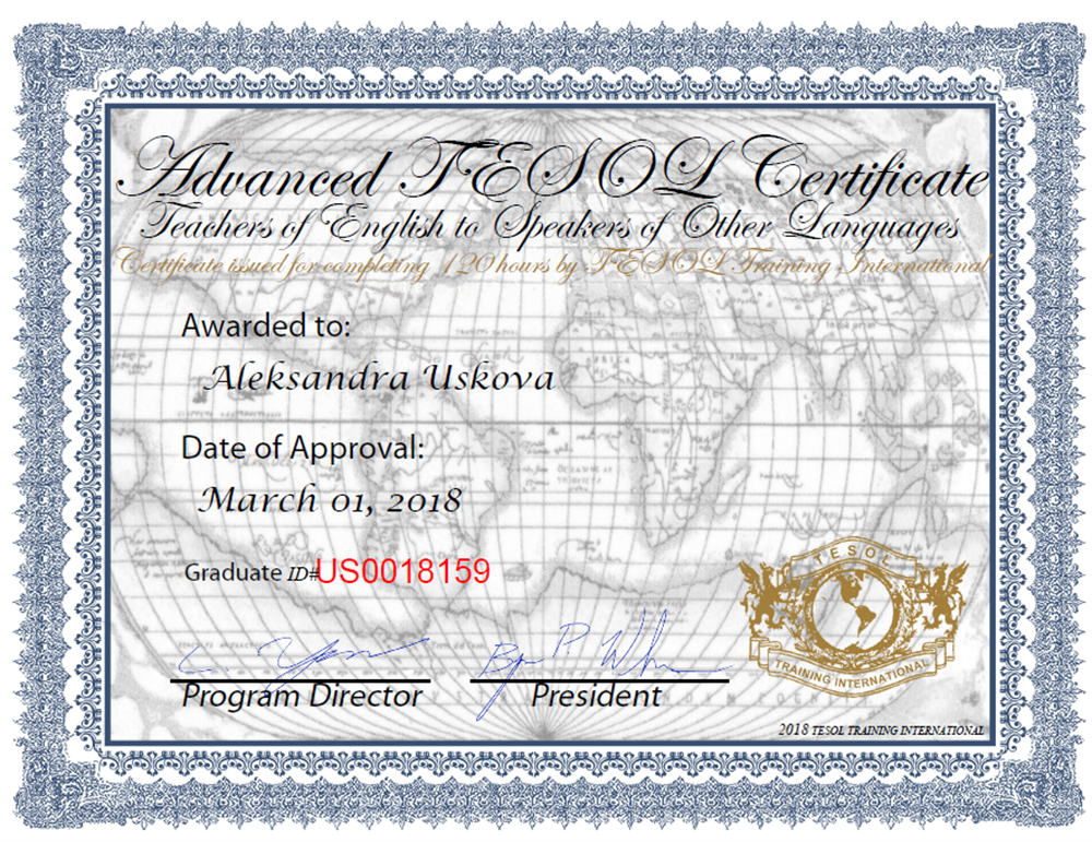 Certificate TESOL 