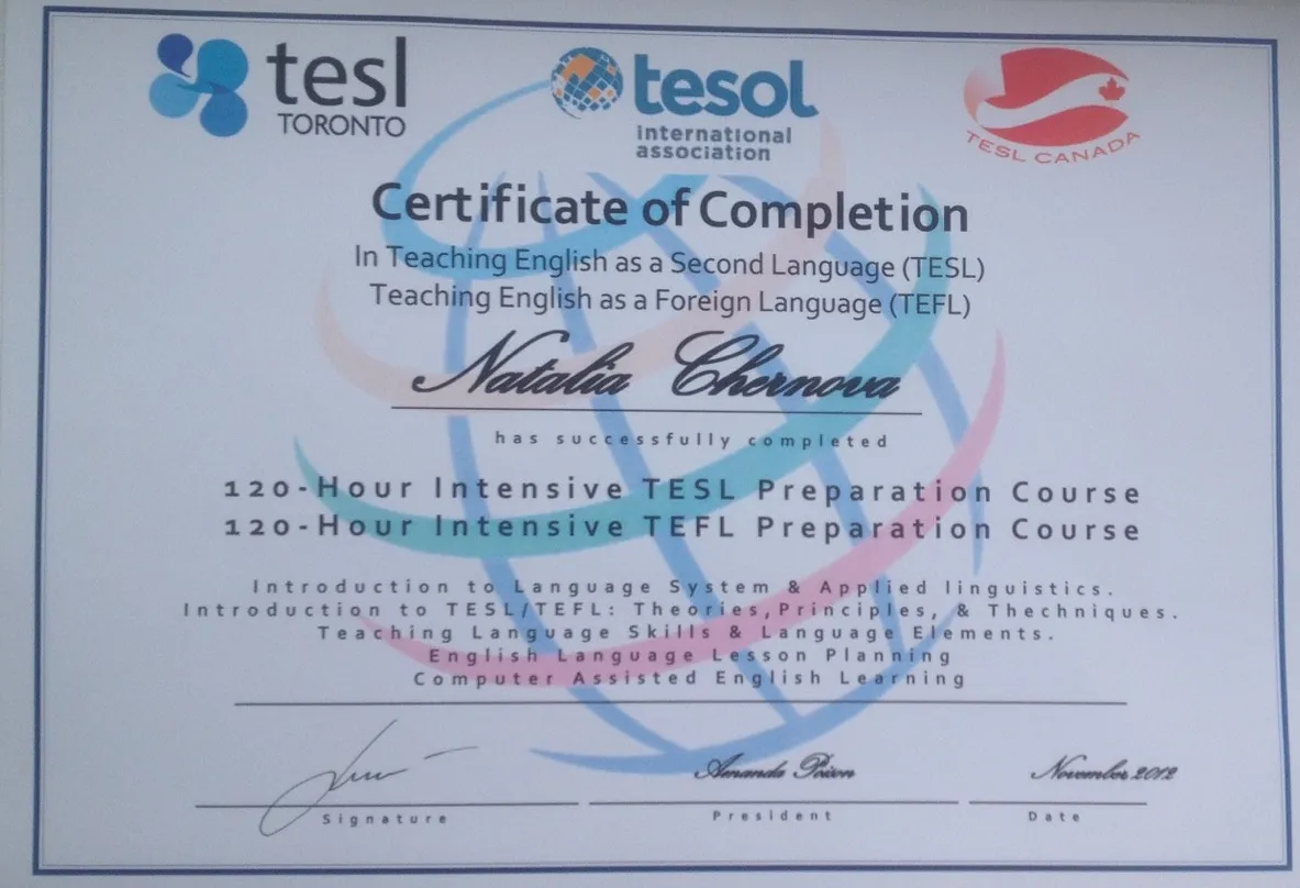 Tesol certificate