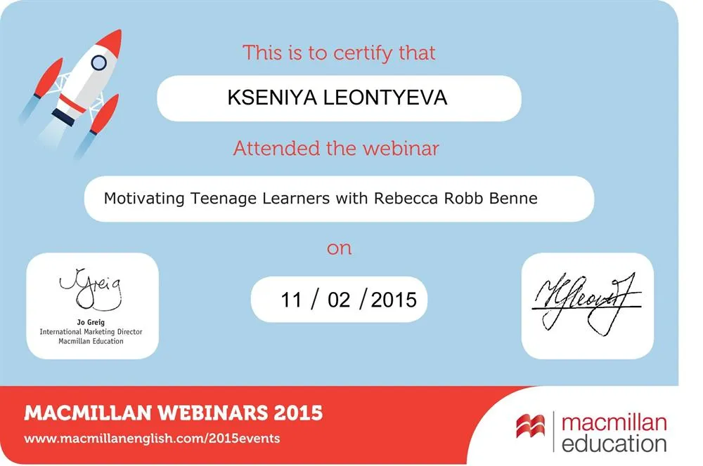 Вебинар "Motivating Teenage Learners", Macmillan Russia ELT, 2015