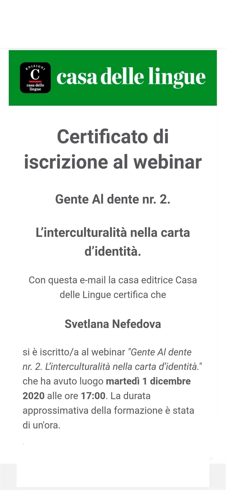 "Gente Al dente nr. 2. L’interculturalita nella carta d’identita." 