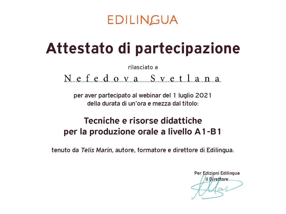 “Tecniche e risorse didattiche per la produzione orale a livello A1-B1”