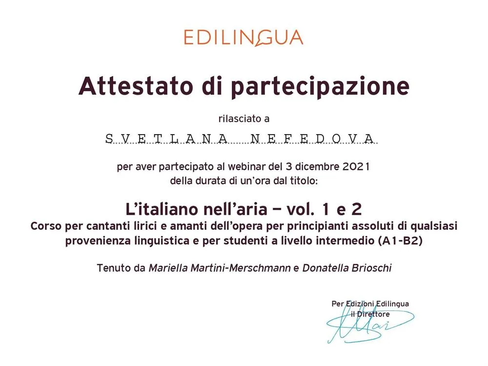"L'italiano nell'aria - vol. 1 e 2 - Corso per cantanti lirici e amanti dell'opera per principianti assoluti di qualsiasi provenienza linguistica e per studenti a livello intermedio (A1-B2)"