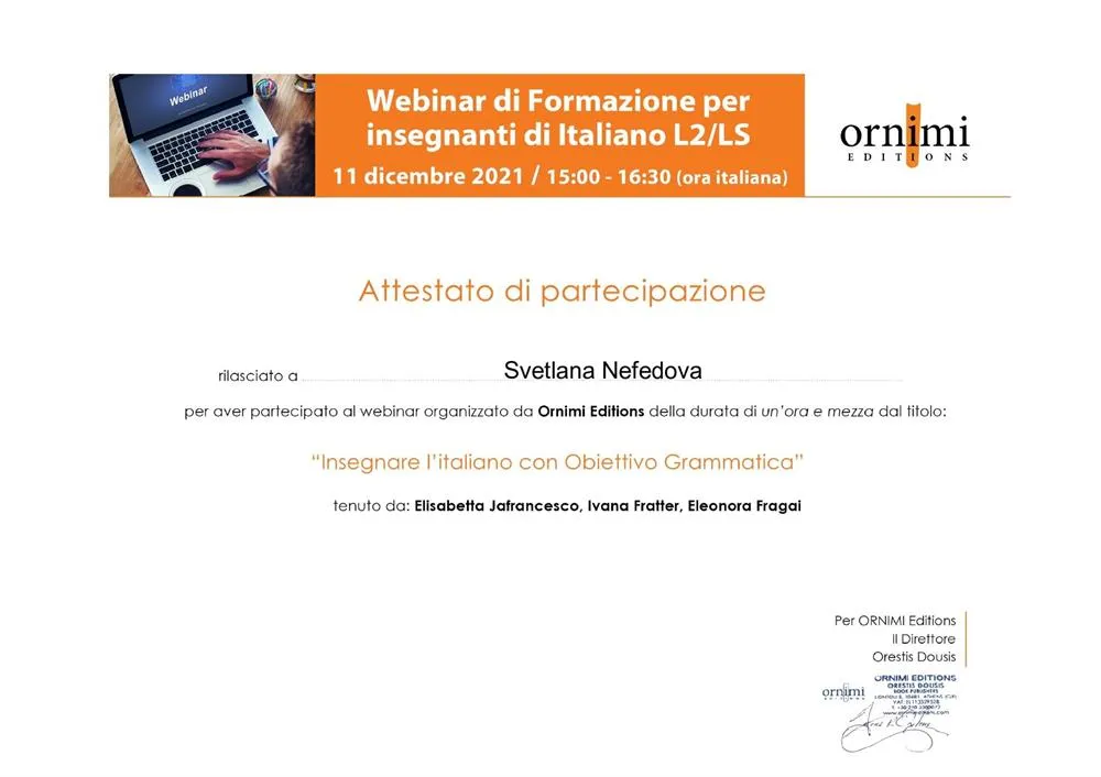 “Insegnare l’Italiano con Obiettivo Grammatica”