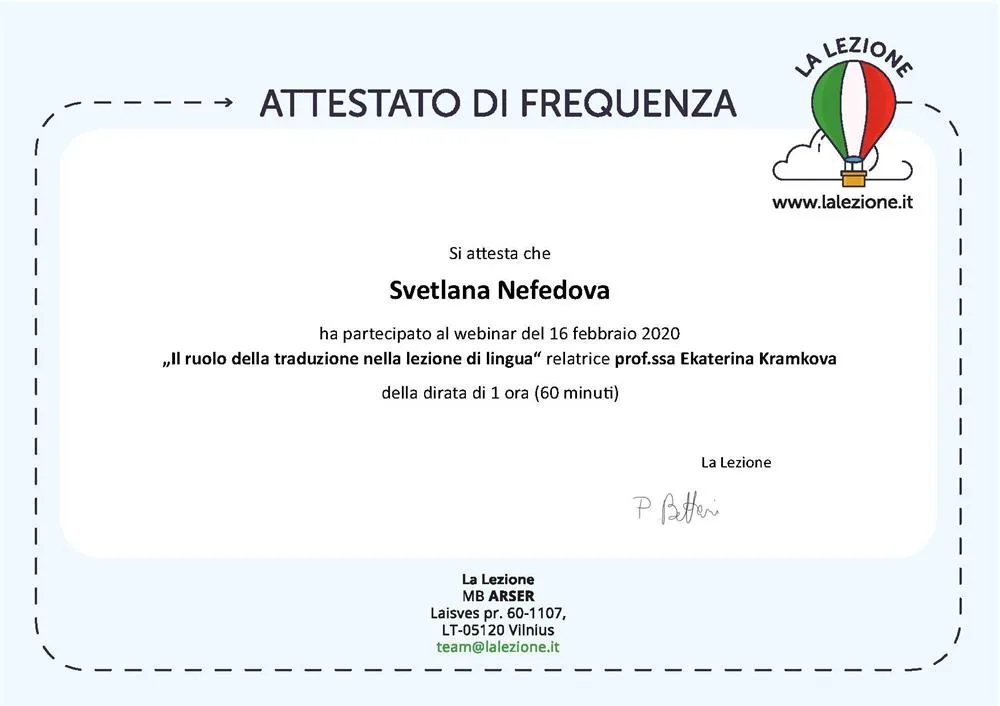 Webinar Il ruolo della traduzione nella lezione di lingua 