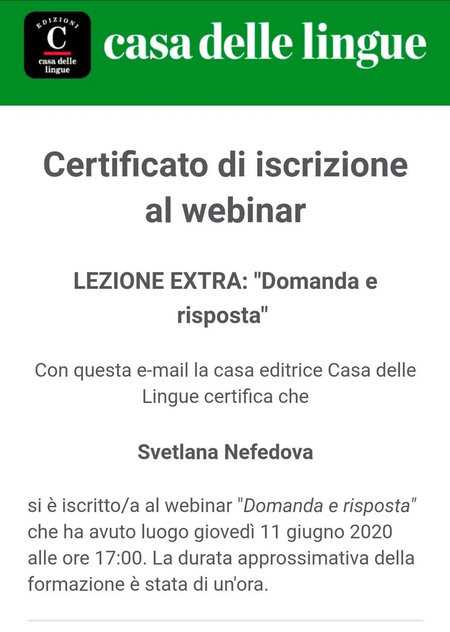 LEZIONE EXTRA: "Domanda e risposta" 
