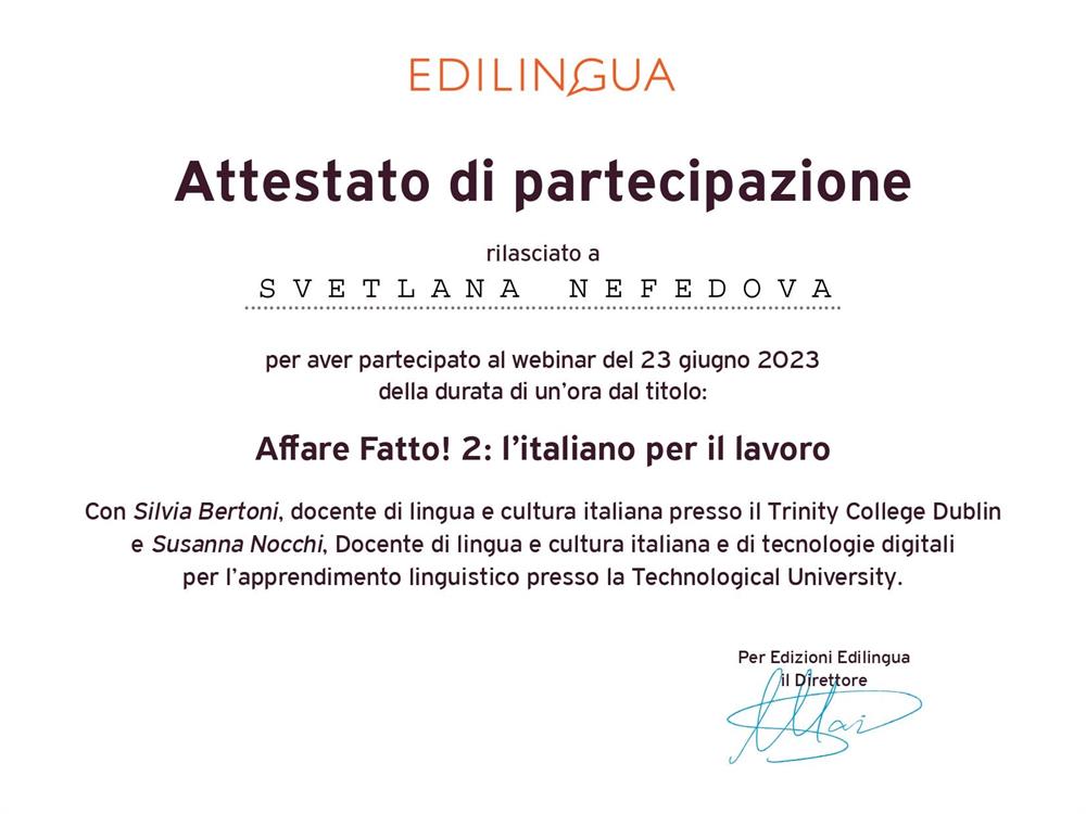 Affare Fatto! 2: l'italiano per il lavoro