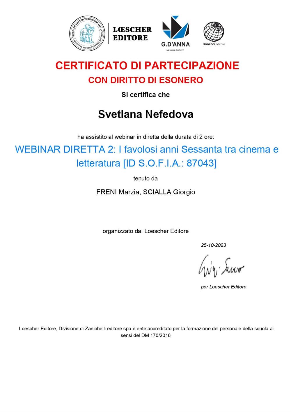 "WEBINAR DIRETTA 2: I favolosi anni Sessanta tra cinema e letteratura"