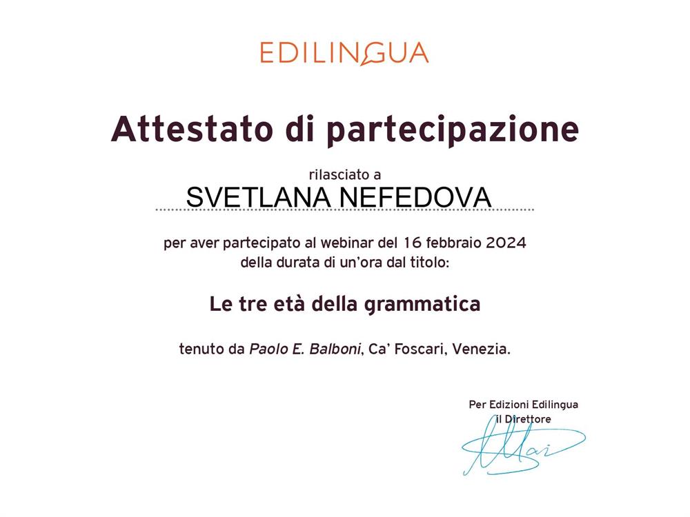 Le tre eta della grammatica.