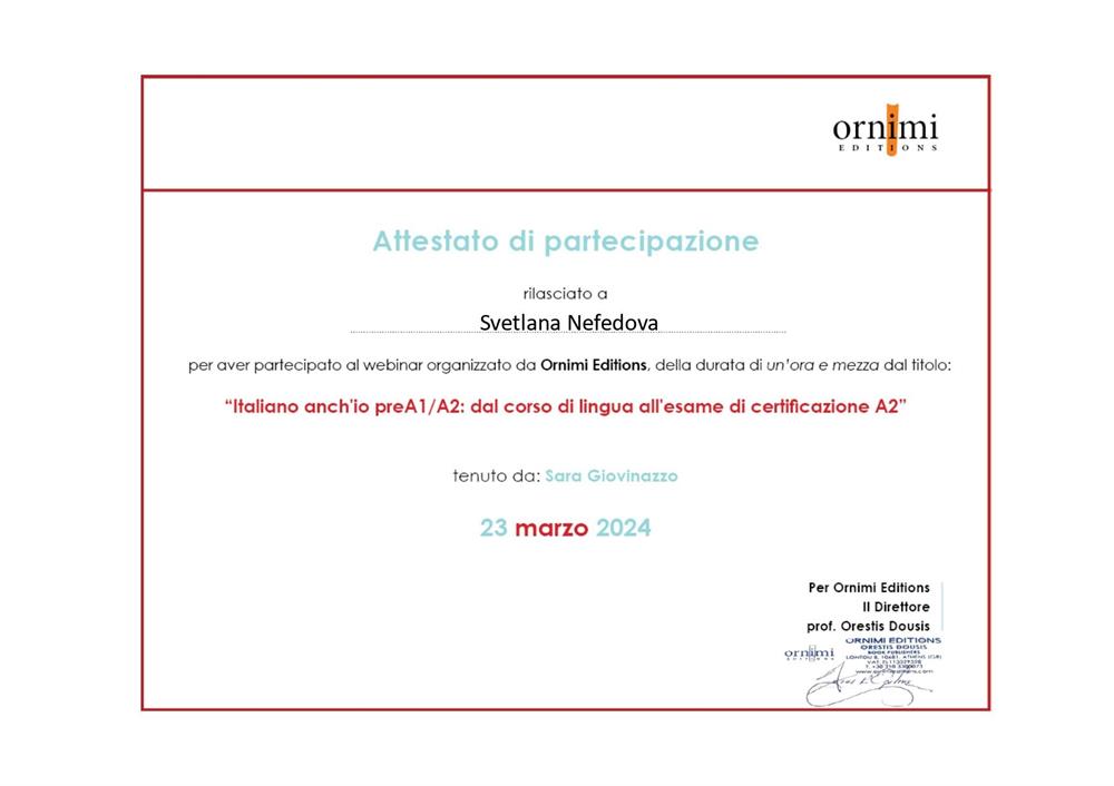  “Italiano anch’io preA1/A2: dal corso di lingua all’esame di certificazione A2”