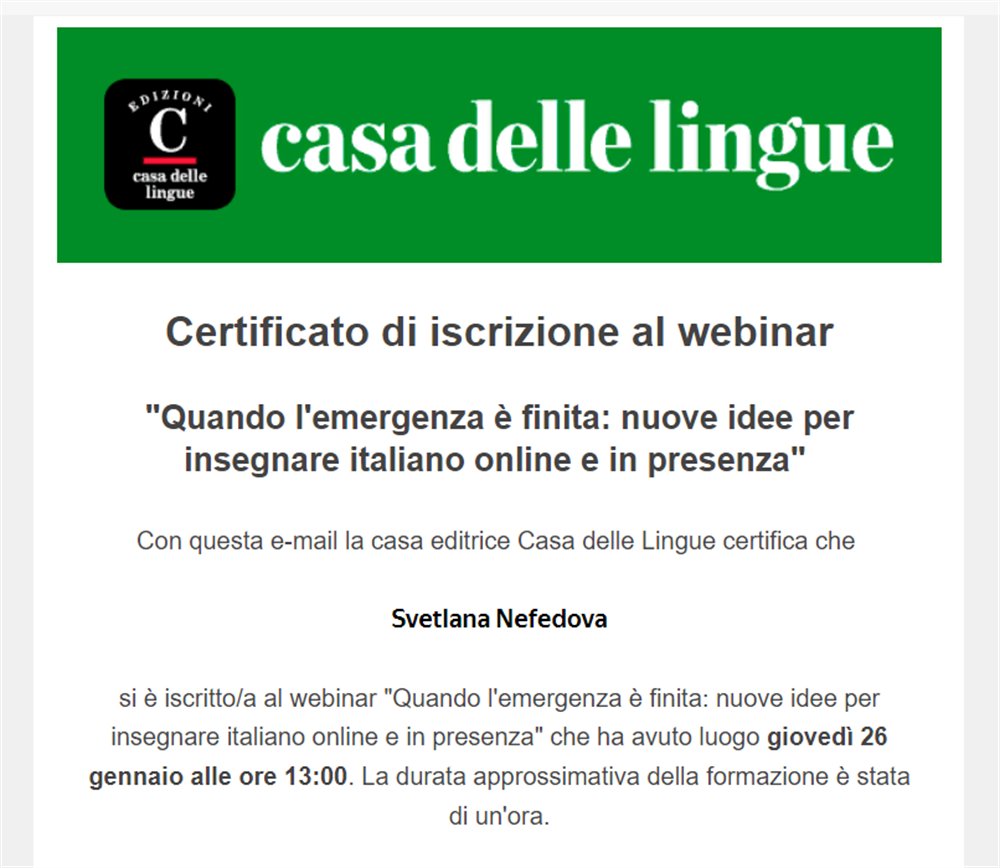 "Quando l'emergenza e finita: nuove idee per insegnare italiano online e in presenza" 