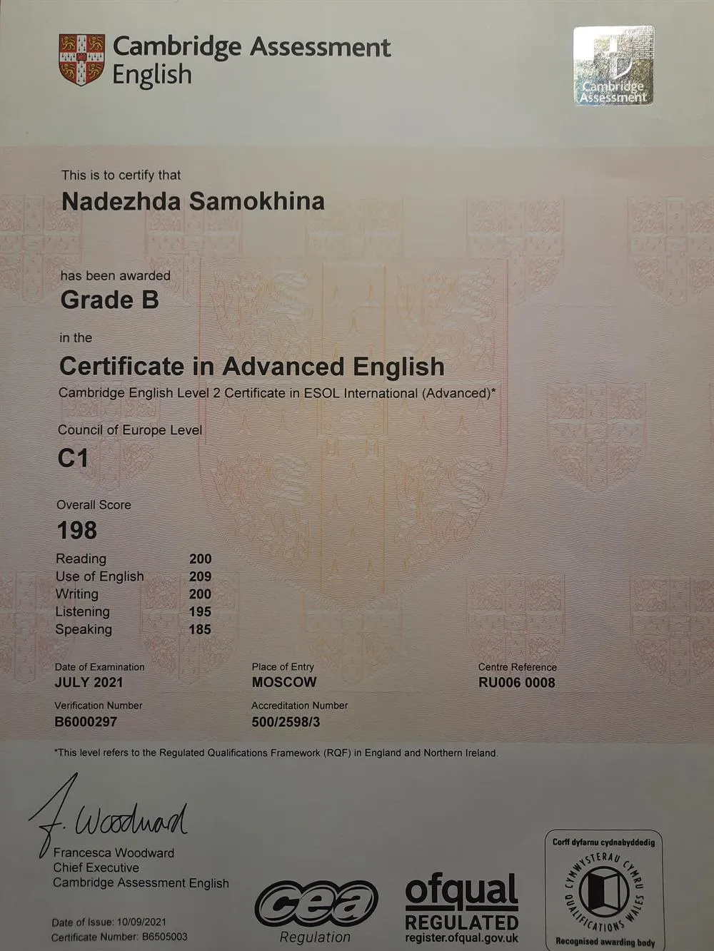 Certificate in Advanced English 