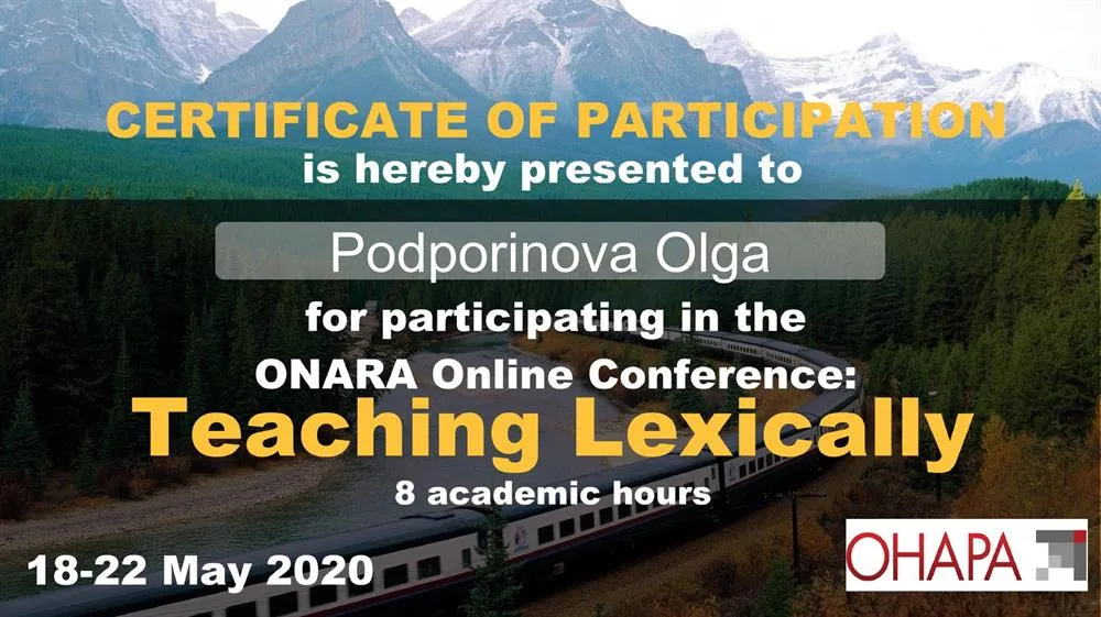 Certificate Teaching Lexically 