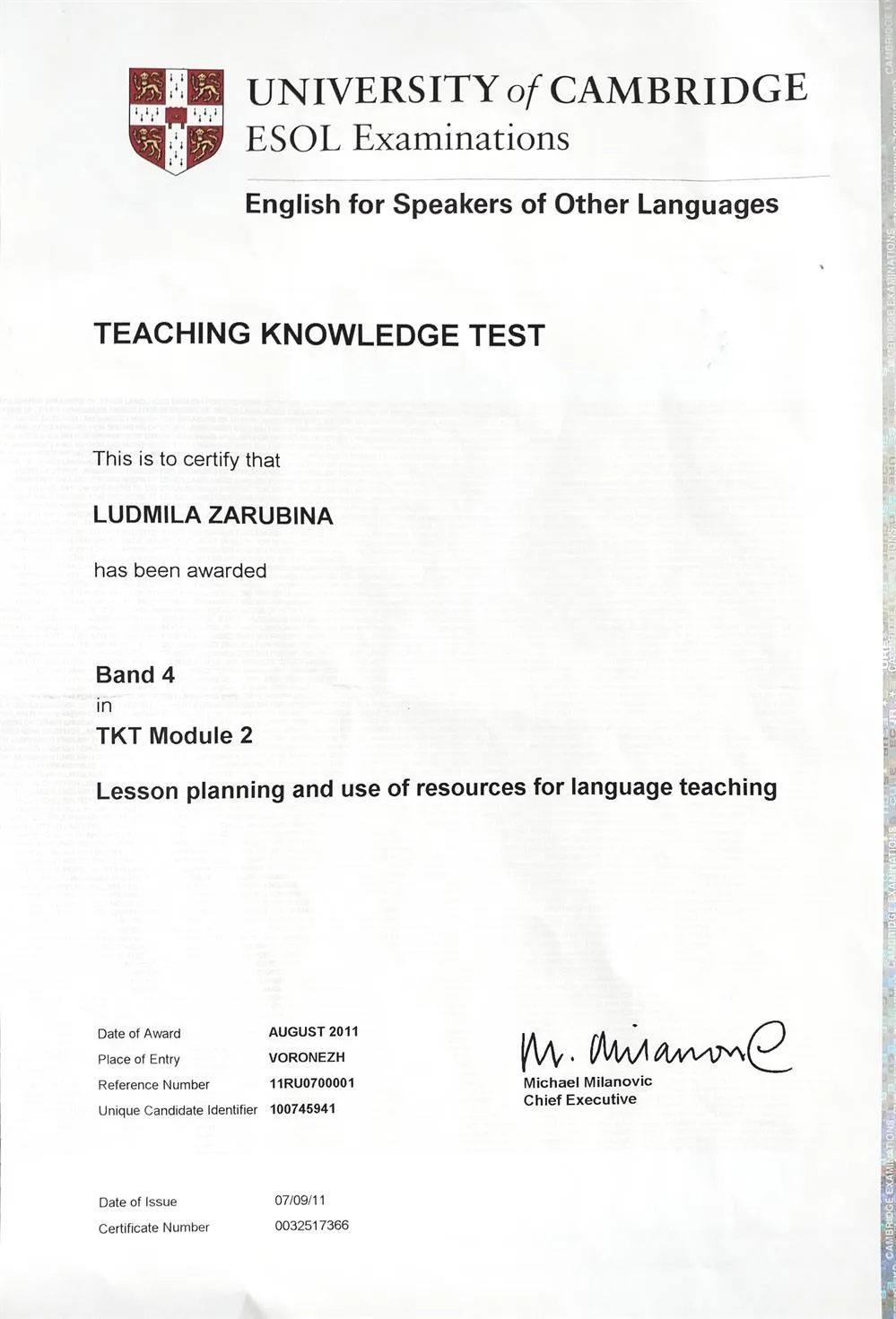 Cambridge ESOL Certificate TKT Module 2